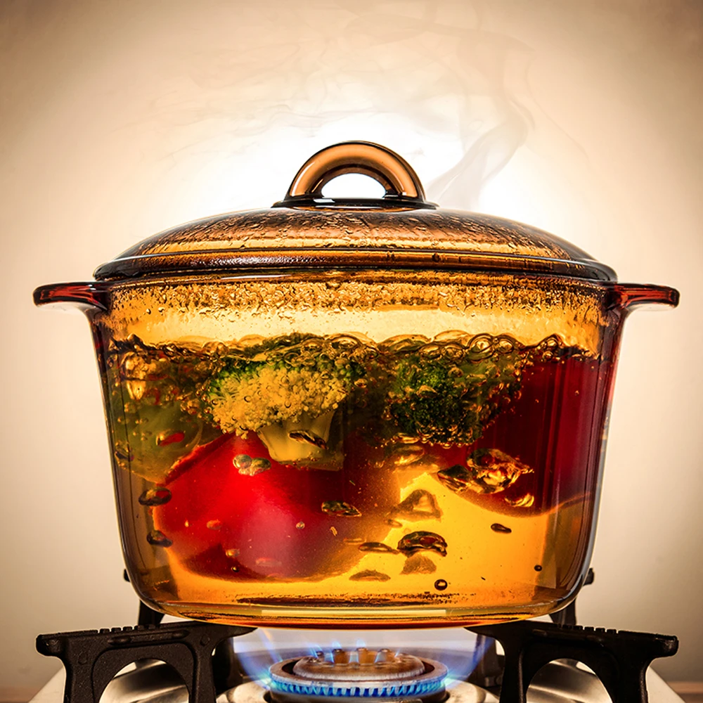 Стеклянная суповая кастрюля для салата тушения лапши кухонная прозрачная