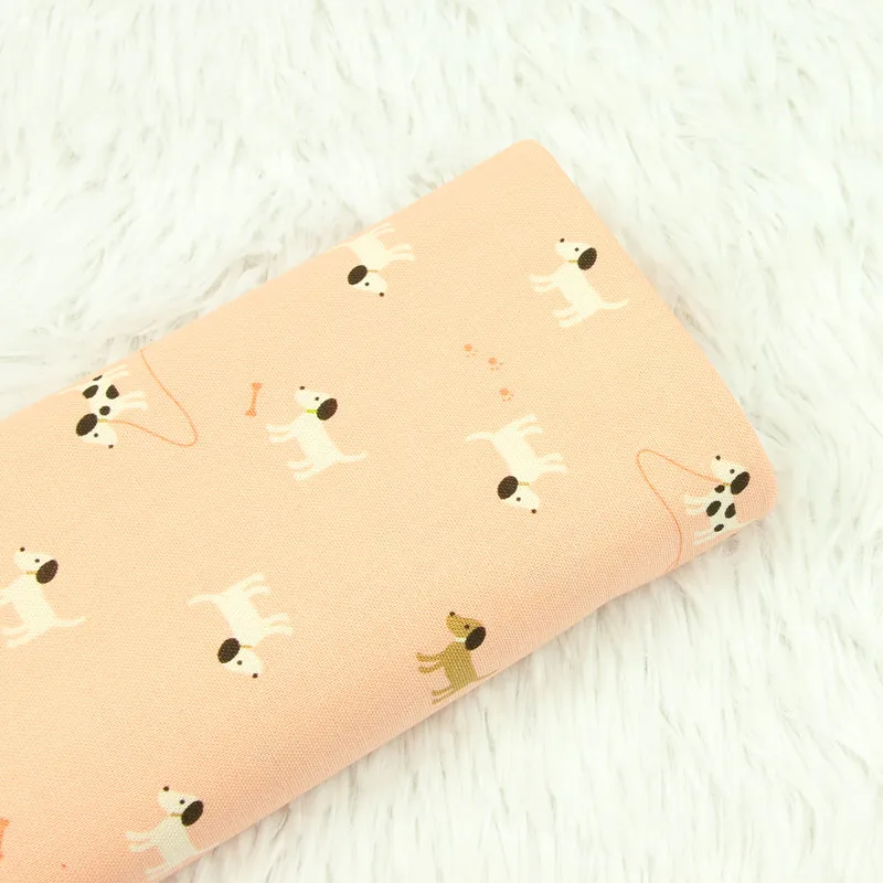 

half meter thicken cotton fabric with cartoon dog print handmade DIY bag pillow back cushion material 100% cotton T659