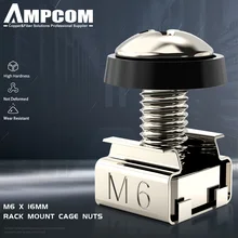 AMPCOM – Ecrous à cage 16mm pour montage sur Rack M6, vis et rondelles pour étagères et armoire du serveur, routeur,