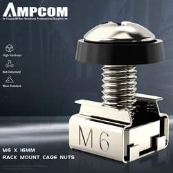 AMPCOM – Ecrous à cage 16mm pour montage sur Rack M6, vis et rondelles pour étagères et armoire du serveur, routeur, 