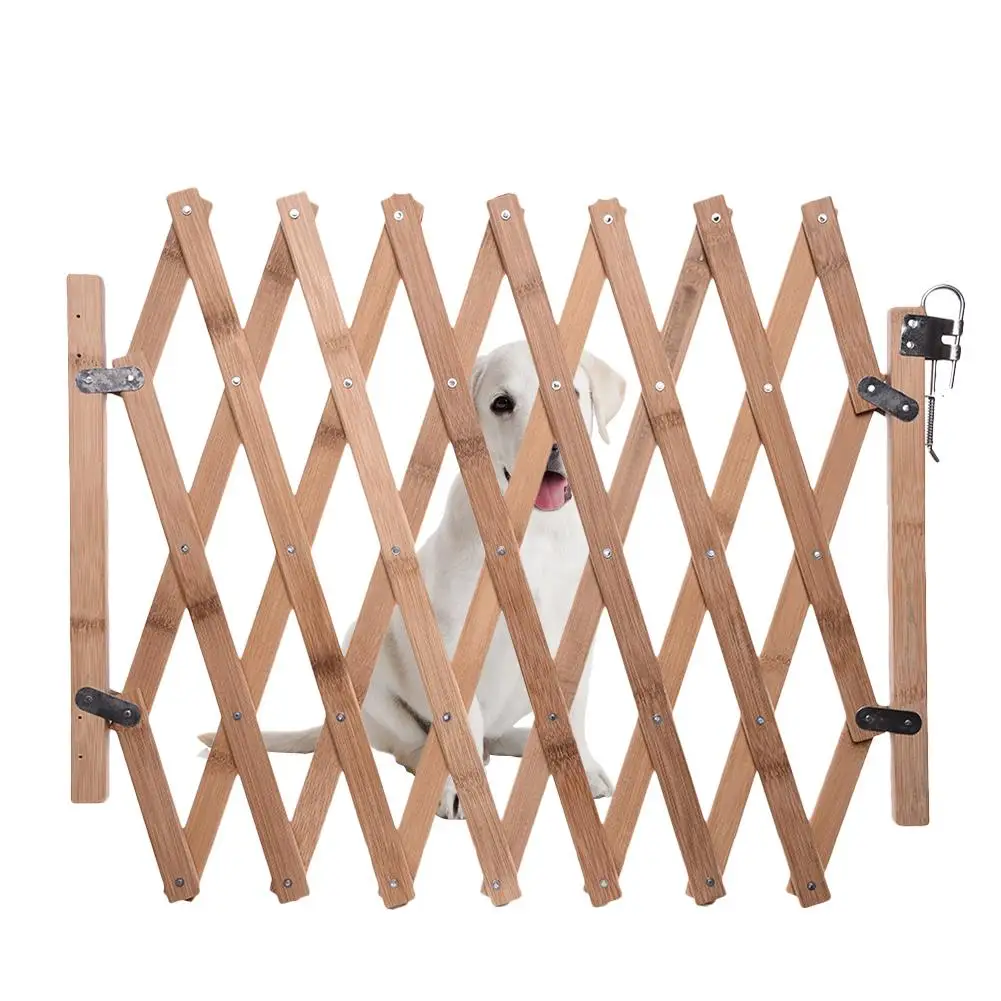 Folding Pet Dog Barrier Stretchable Bamboo Pet Fence Retractable Cat