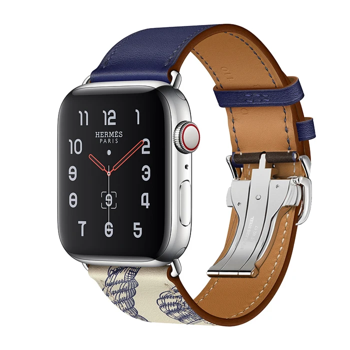 Ремешок для apple watch band 5 4 44 мм 40 мм correa iwatch 3 2 42 мм 38 мм раскладной кожаный браслет с пряжкой аксессуары для apple watch - Цвет ремешка: Encre Beton