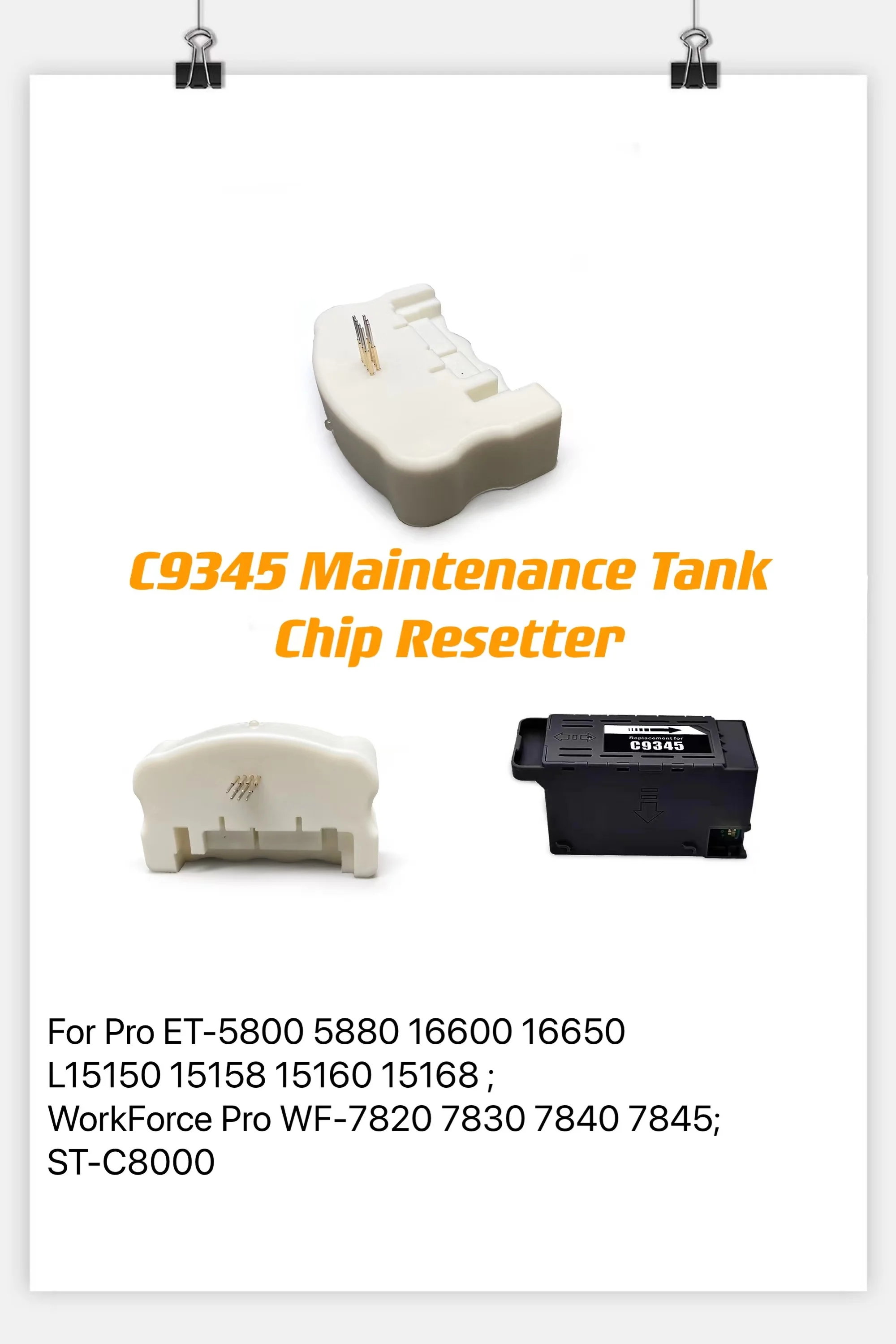 C9345 Maintenance Tank Chip Resetter for Epson Printer ET-5800 16600 L15150 15160 WF7820 ST-C8000 L8168 L8188 ET-8550 ET-8500