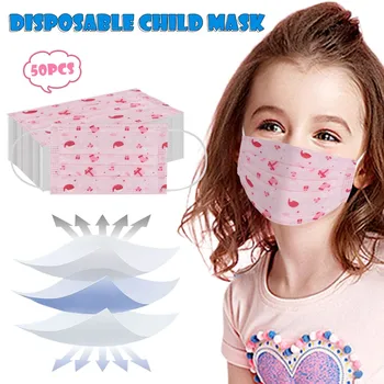 

50PC Children's Cartoon Mask Lovely Rainbow Print Disposable Face Mask Industrial 3 Ply Ear Loop Dustproof Protection Mouth Mask