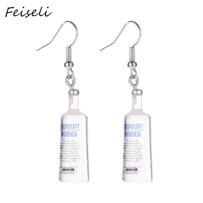 Feiseli креативные белые бутылки пива бутылка минеральной воды Висячие серьги для