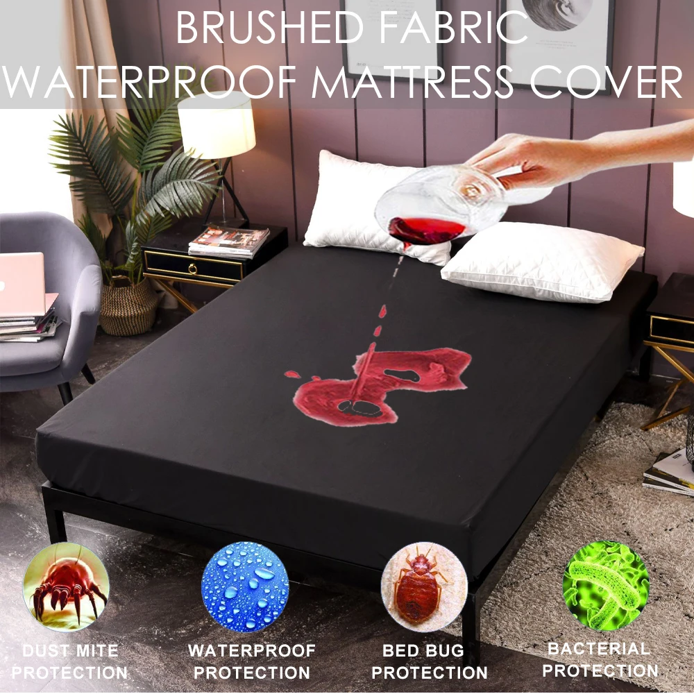 100% водонепроницаемый протектор матраса Мягкое Матовое тканевое покрывало для