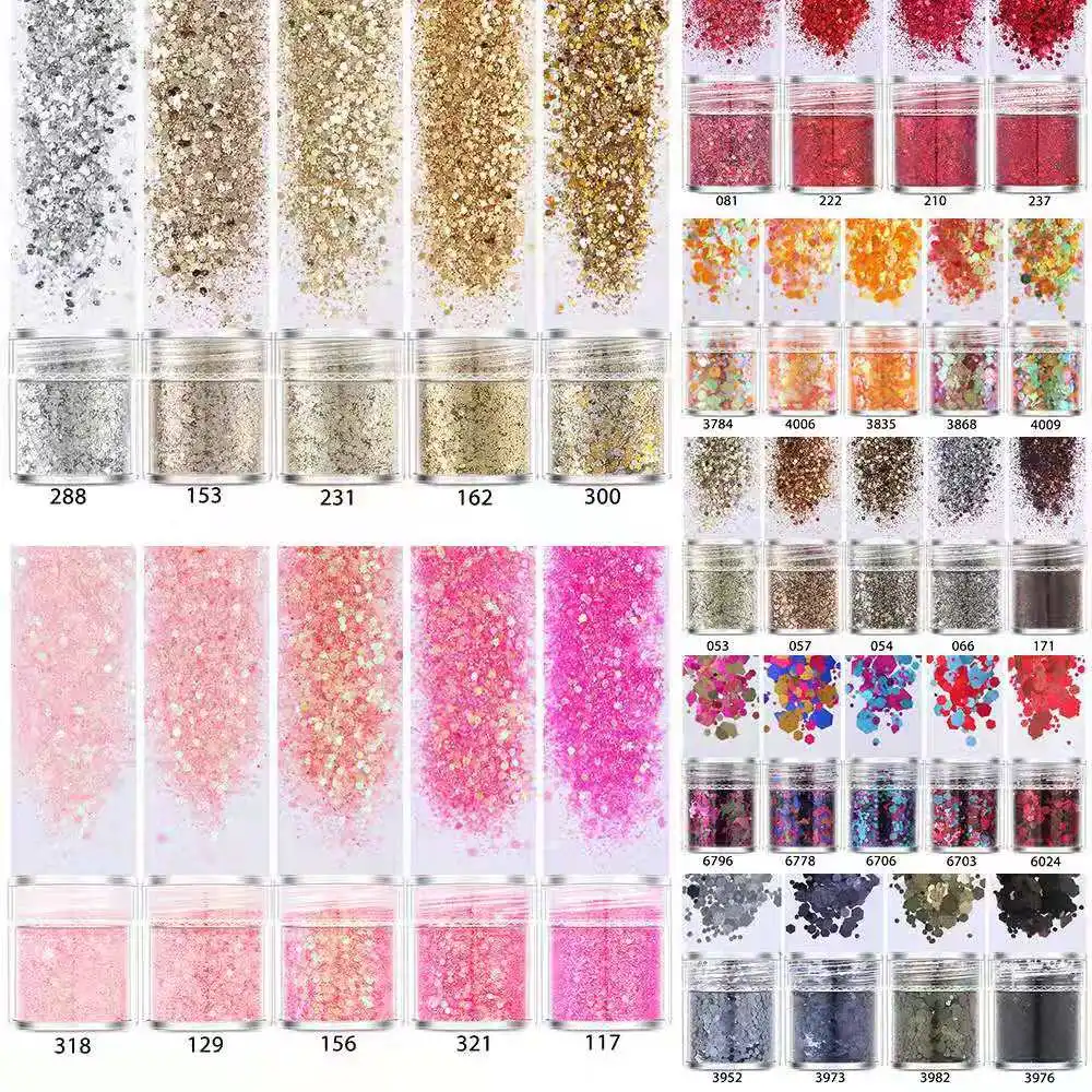 1set Champagne Gold Rose Nail Glitter Mix Powder Sequins Nail Sparkles Shiny Makeup Glitter Dust Art Decorations Nails