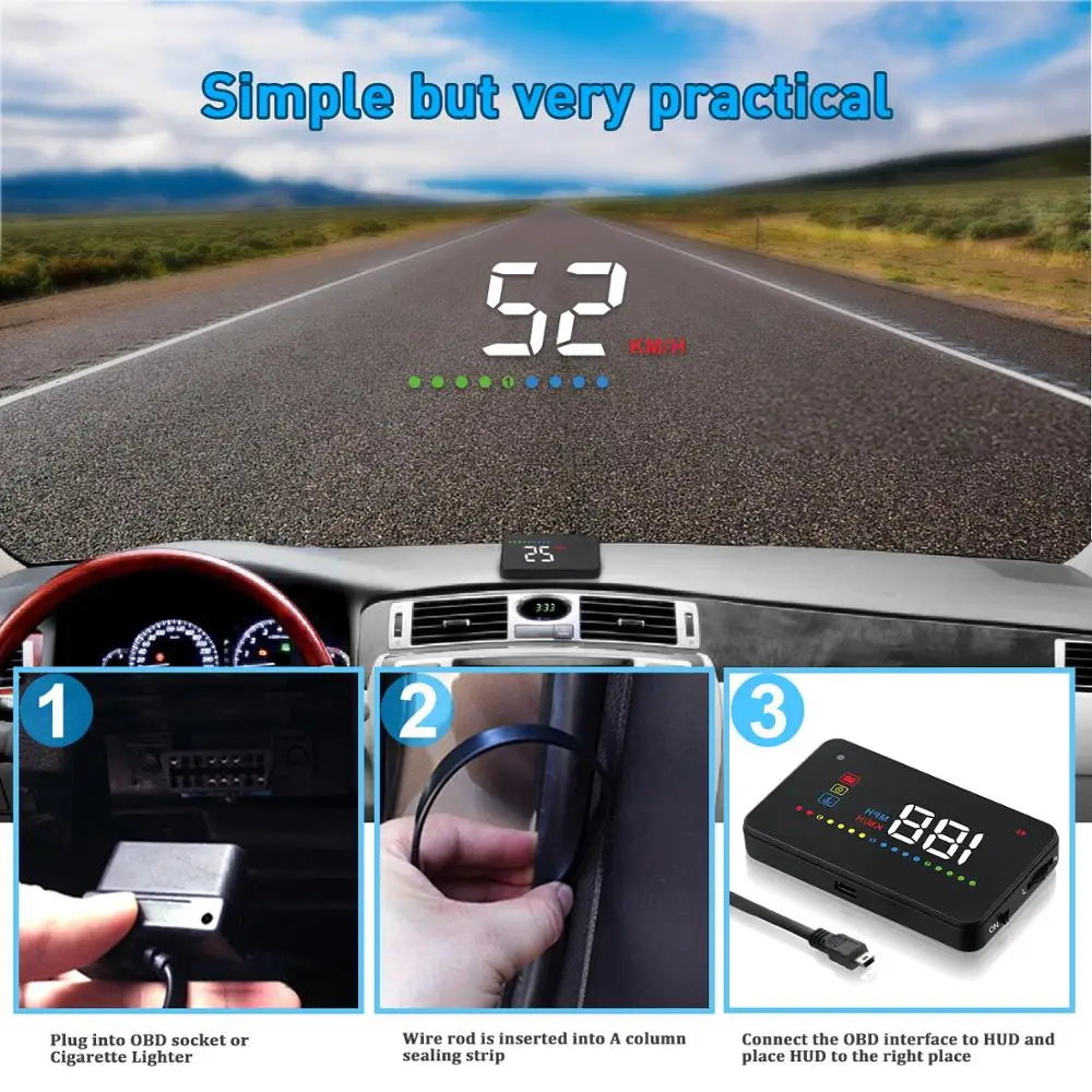 HUD A200 A500 hud ڵ    ÷ ӵ obd2 µ  , ڵ   hud 2019