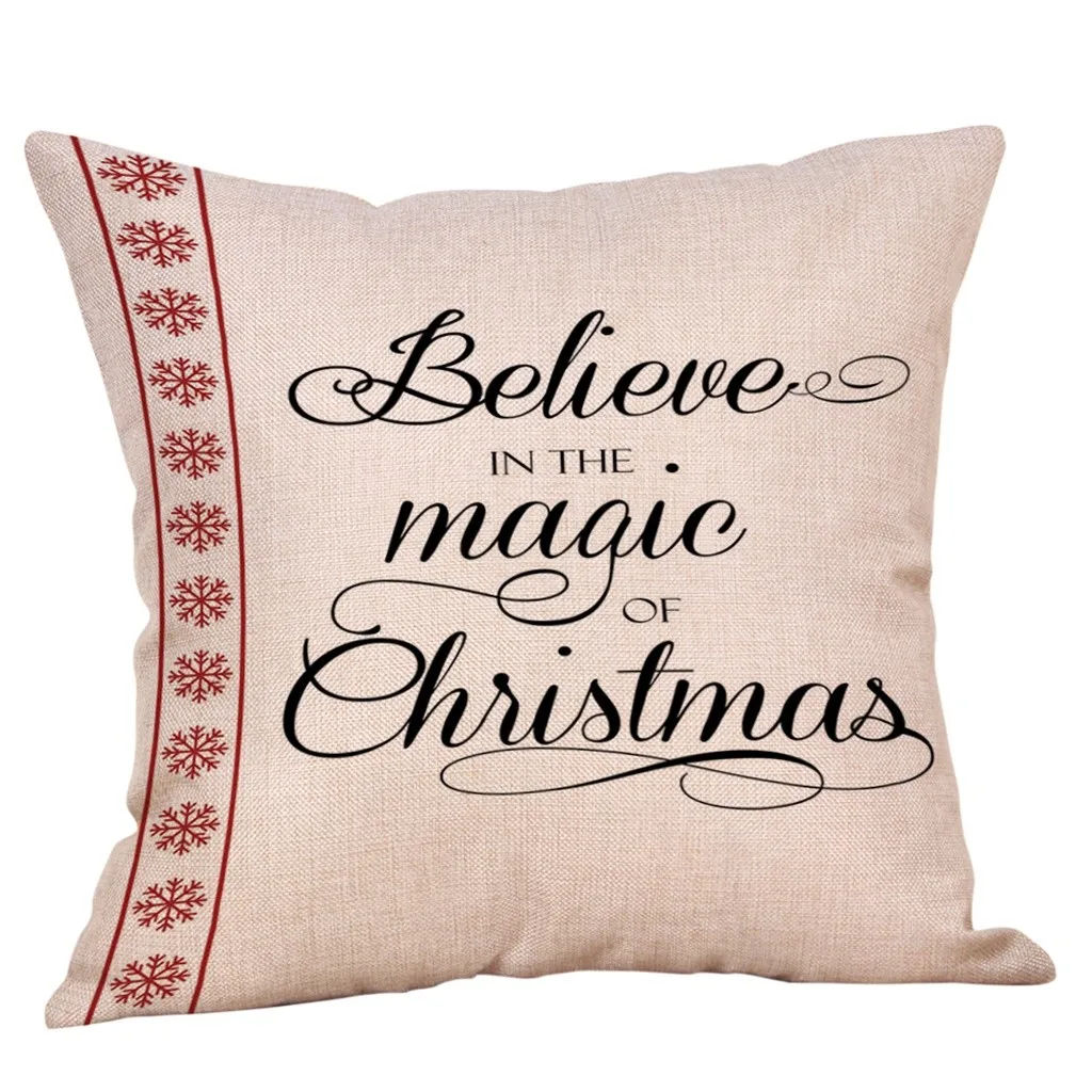 Pillow cove Merry Christmas Pillow Cases Cotton Linen Sofa Cushion Cover Home Decor Christmas letter pattern print pillowcase