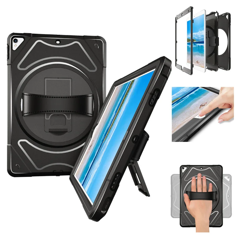 Черный Чехол для iPad Pro 10,5 Air 3 защита сверхпрочный чехол с 360 вращающимся кожаным ремешком MTL01 - Цвет: Черный