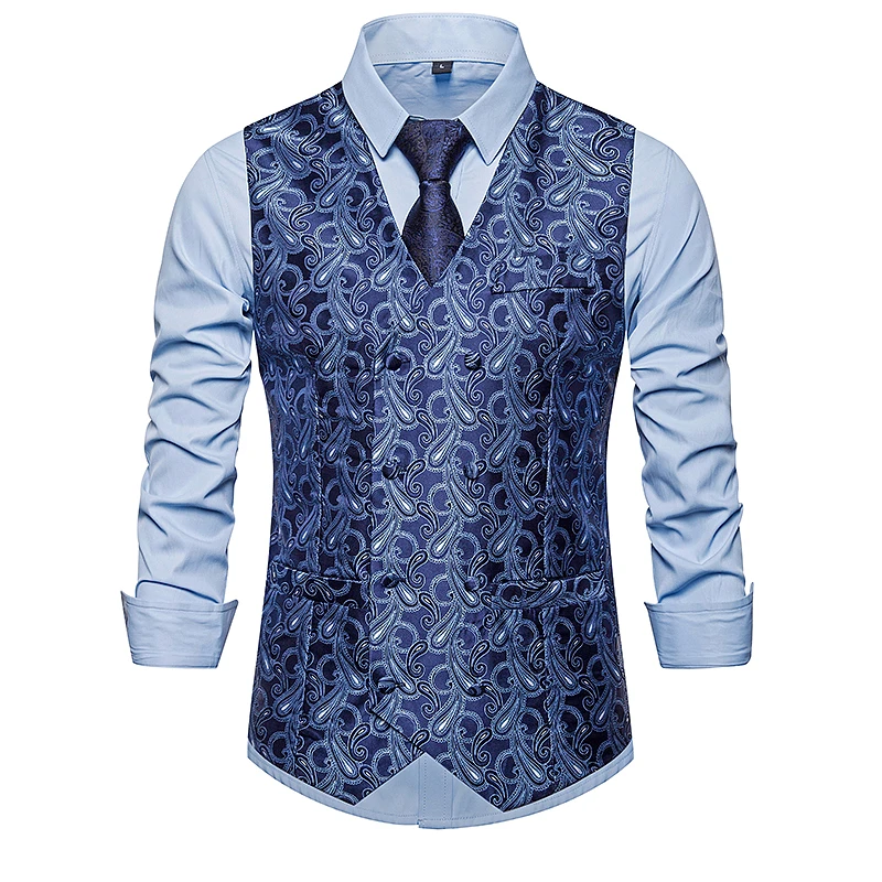 New arrive Fashion men suit vest business casual style Double-breasted design vest Cashew flowers pattern sleeveless garmen New arrive Fashion men suit vest business casual style Double-breasted design vest Cashew flowers pattern sleeveless garmen