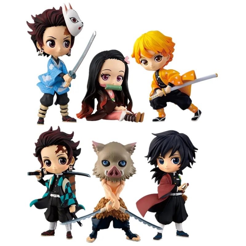 

3Pcs Anime Figurine Model Demon Slayer Kimetsu No Yaiba Q Posket Kamado Tanjirou Kamado Nezuko Action Figures Toys Gift