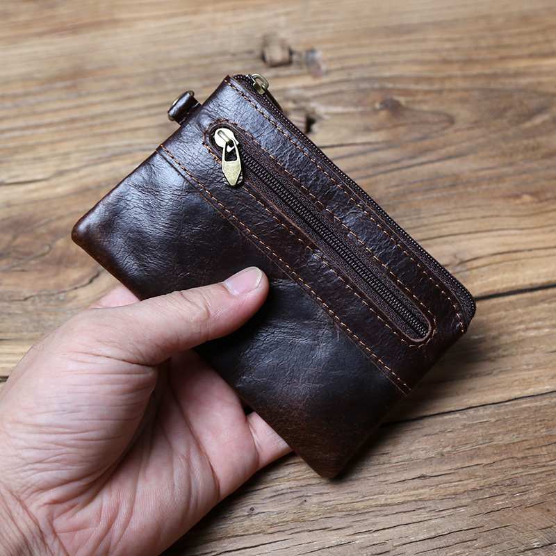 NZPJ Leather Coins, Suitable For Men, Women, Mini Zipper Wallets, Small Purses, Female Purses, First Layer Cowhide Male Cardhold