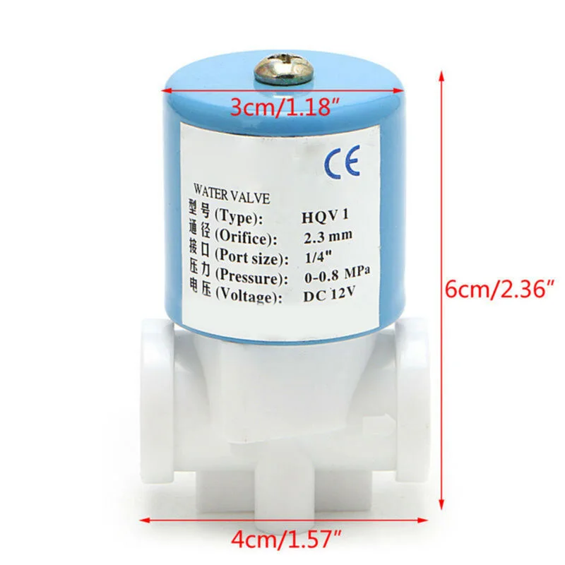 G1/4 Соленоидный клапан пластиковый нормально закрытый 2 способа 12 V/DC 0-120PSI 0-0.8MPa набор