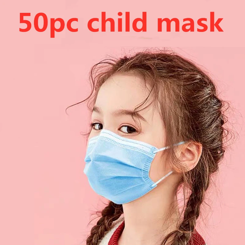 

Profession Child Kids Boy Girl Mask 50Pcs/Pack flu 3-Ply PM2.5 N95 Nonwoven Breathable Children Face Mask Complete certification