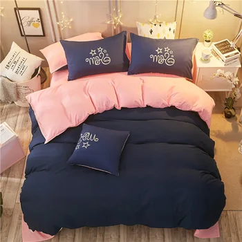 

Lychee Solid Bedding Set Polyester Duvet Cover Bed Sheet Pillowcase Bedclothes 3-4pcs/Set High Quality Home Bed Linings