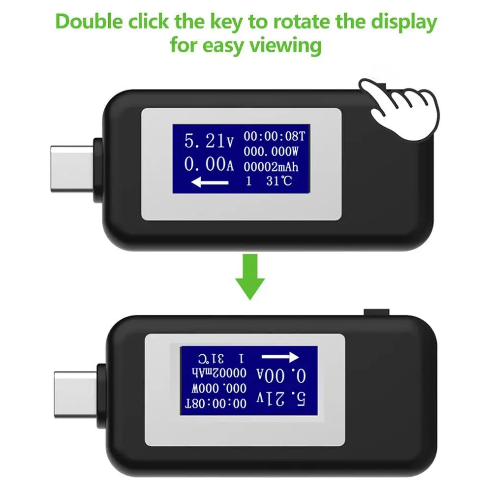 Тип usb-C ЖК-дисплей вольтметр тестер DC4-30V 0-5.1A Амперметр Напряжение измеритель тока, для батареи зарядки измерения кабеля