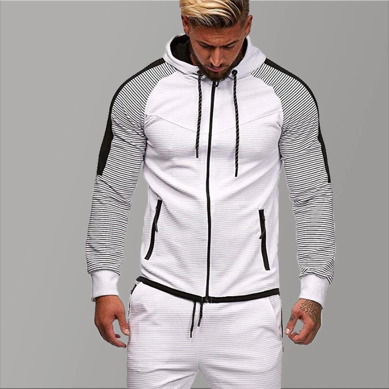 Негабаритных толстовки для мужчин 2020 Slim Fit Белый Толстовка одежда с длинным