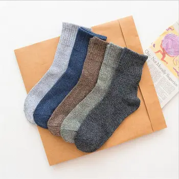 

1 pair Men's socks autumn winter thick thread in tube cotton socks breathable Keep warm soft men's socks