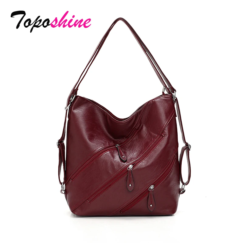 

Toposhine PU Leather Female Handbag Autumn Bag Large Size Women Shoulder Bag Daily Vintage Women Bag Causal Zipper Girl Handbags