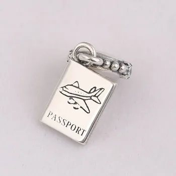 

S925 DIY Jewelry Adventure Awaits Dangle Passport Charm fit Pandora Bracelet Bangle Clear CZ