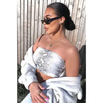 

New Hot Sexy Womens Snake Printed Elastic Boob Tube Strapless Bandeau Stretchy Bra Crop Tops