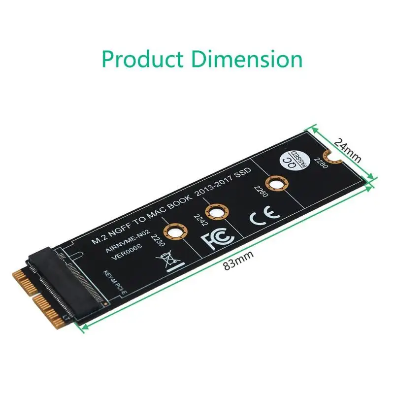 SSD адаптер карта NVMe PCIe M.2 на SSD для Macbook Air Pro 2013 A1465 A1398 SSD 2280 PCIE x4 для ноутбука Apple