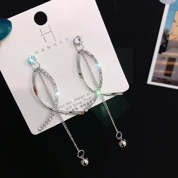 

2020 New Crystal Ball Tassel Earrings Female Long Paragraph Geometric Pendant Earrings Wedding Fashion Jewelry Jewelry Gifts