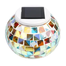 Мозаика стекло Открытый солнечной энергии мяч сад Кол Цвет Изменение светодиодный фонарь для лужайки