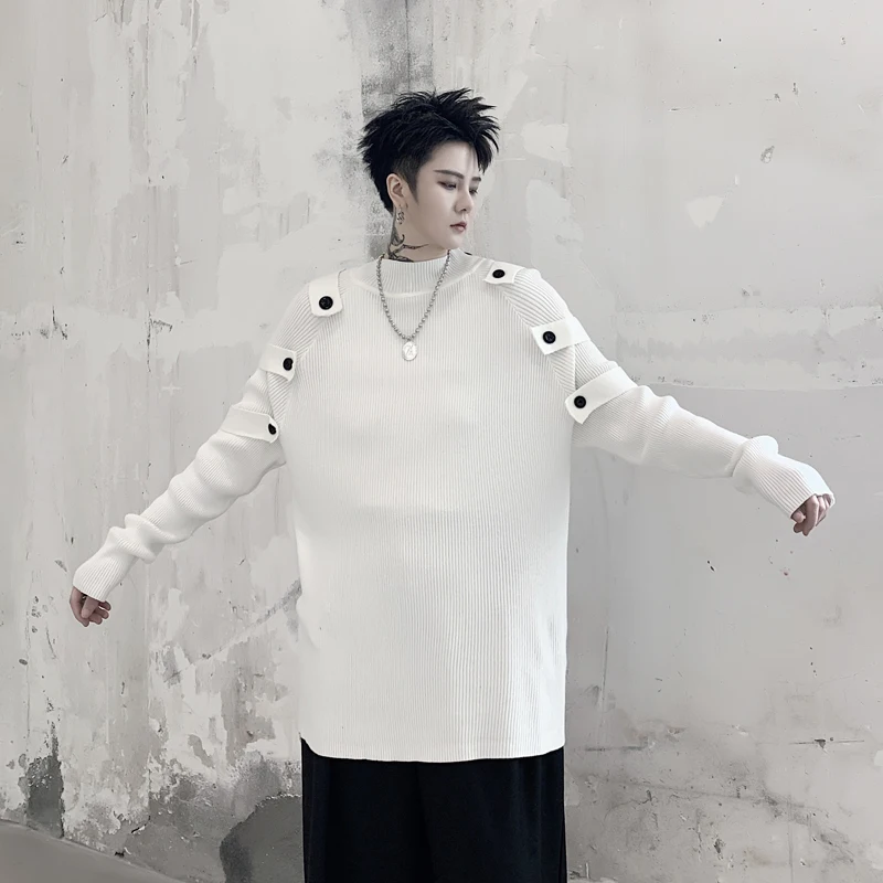 MIXCUBIC 2020 spring Korean style Personalized button design sweater men casual loose Thin section Knitting M-XXL | Мужская одежда