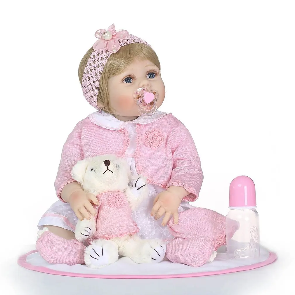 

OCDAY 21 inch Silicone Baby Doll Cute Lovely Handmade Adorable Realistic Simulation Toddler Newborn Baby Doll Play Toys Gift New
