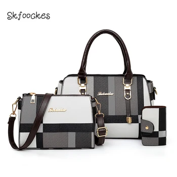 

Skfoockes 3 Packs of 2020 New Fashionable Women's Bags, Checked Women's Handbags & Shoulder Bags & Crossbody Bags for Women