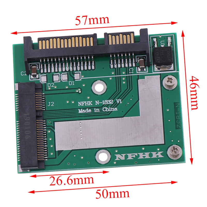Mandalaa Only Form Conversion Interface Mini Pci-E Msata to 2.5 Sata Adapter Converter Card Module Blue Board 57X46Mm/ 2.24X1.81 Voltage Regulator 