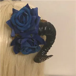 Black-BlueFlower Модные женские заколки для Хэллоуина, рога антилопы, Женские Розовые заколки, женские вечерние аксессуары для волос - Цвет: Black-BlueFlower