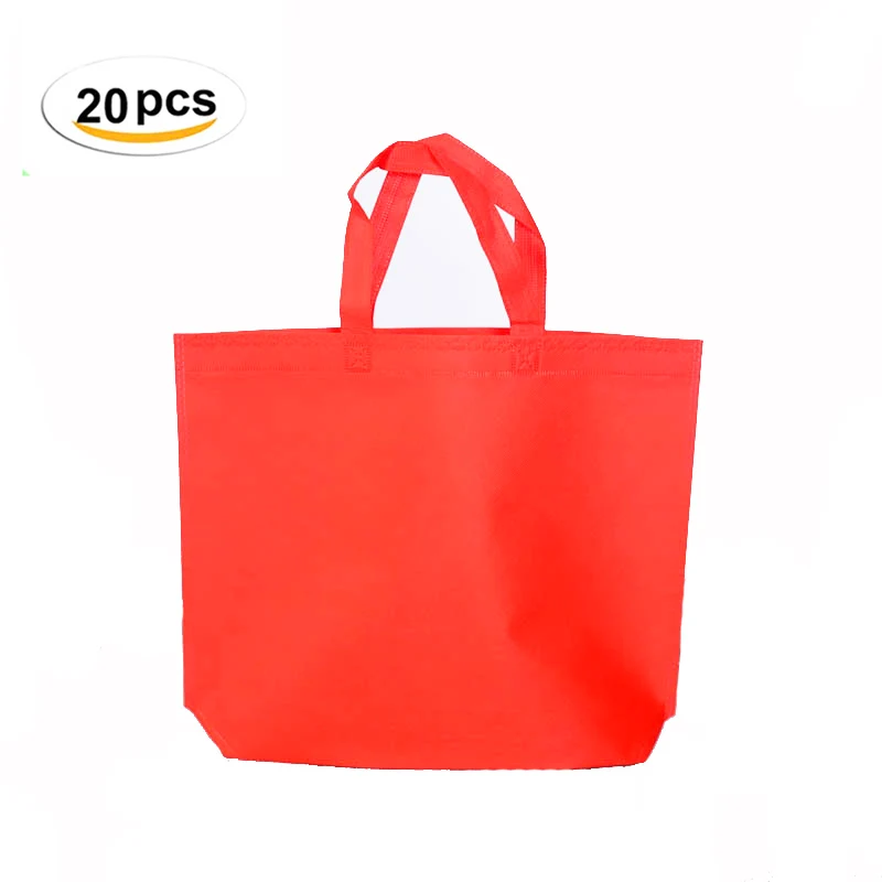 20 шт., многофункциональная Подарочная сумка с ручкой, женская сумка для покупок, одноцветная Нетканая, детская, для дня рождения, подарок «сделай сам», сумки-тоут - Цвет: Красный