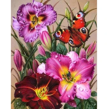 

Diamond Painting Full Round Drill Flower Wall Decor Rhinestone Embroidery Mosaic Butterfly Picture 5D Home Decor