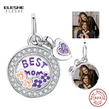 925 пробы, серебряный круглый кулон в форме сердца, очаровательный браслет с кубическим цирконием для мамы, браслет с подвеской на заказ, ювелирное изделие на фото