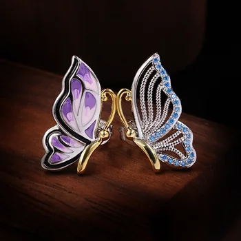 

Retro Temperament Beautiful Painting Purple Butterfly Earrings Enamel Drop Earrings Ladies Jewelry Birthday Gifts Earrings