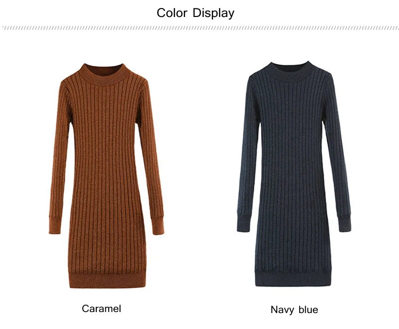 Женская мода осень зима свитер с круглым вырезом платье длинный стиль стройнящий Трикотаж пуловер яркий шелк плотный шерстяной свитер