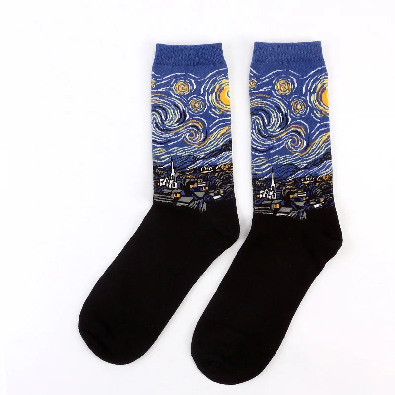 Cotton Socks Men Starry Night Winter Retro Women Personality Art Van Gogh Socks Oil Painting Socks Funny Happy Socks Male socken