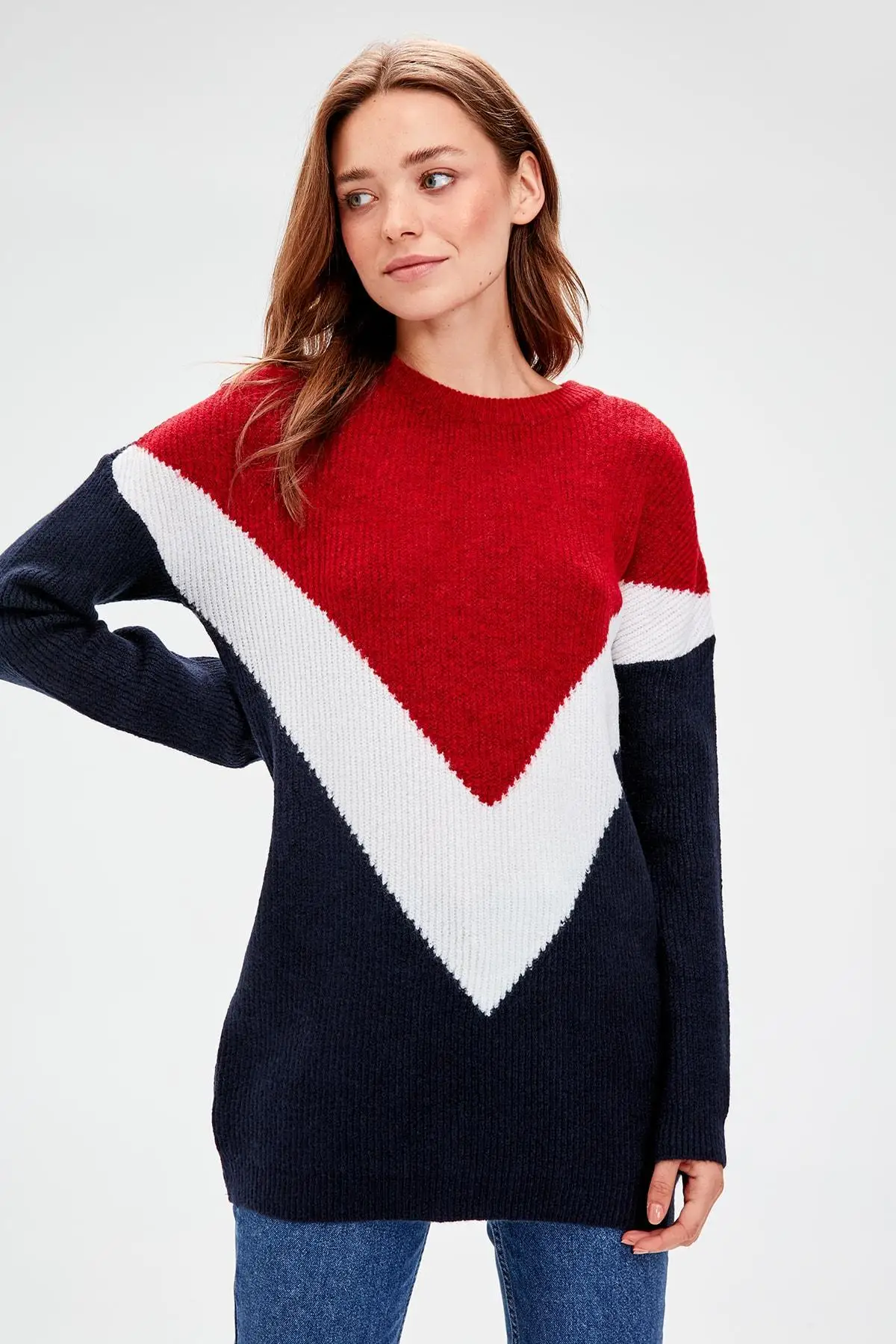 

Trendyol Navy Blue Colorblock Sweater Sweater TWOAW20KZ0225