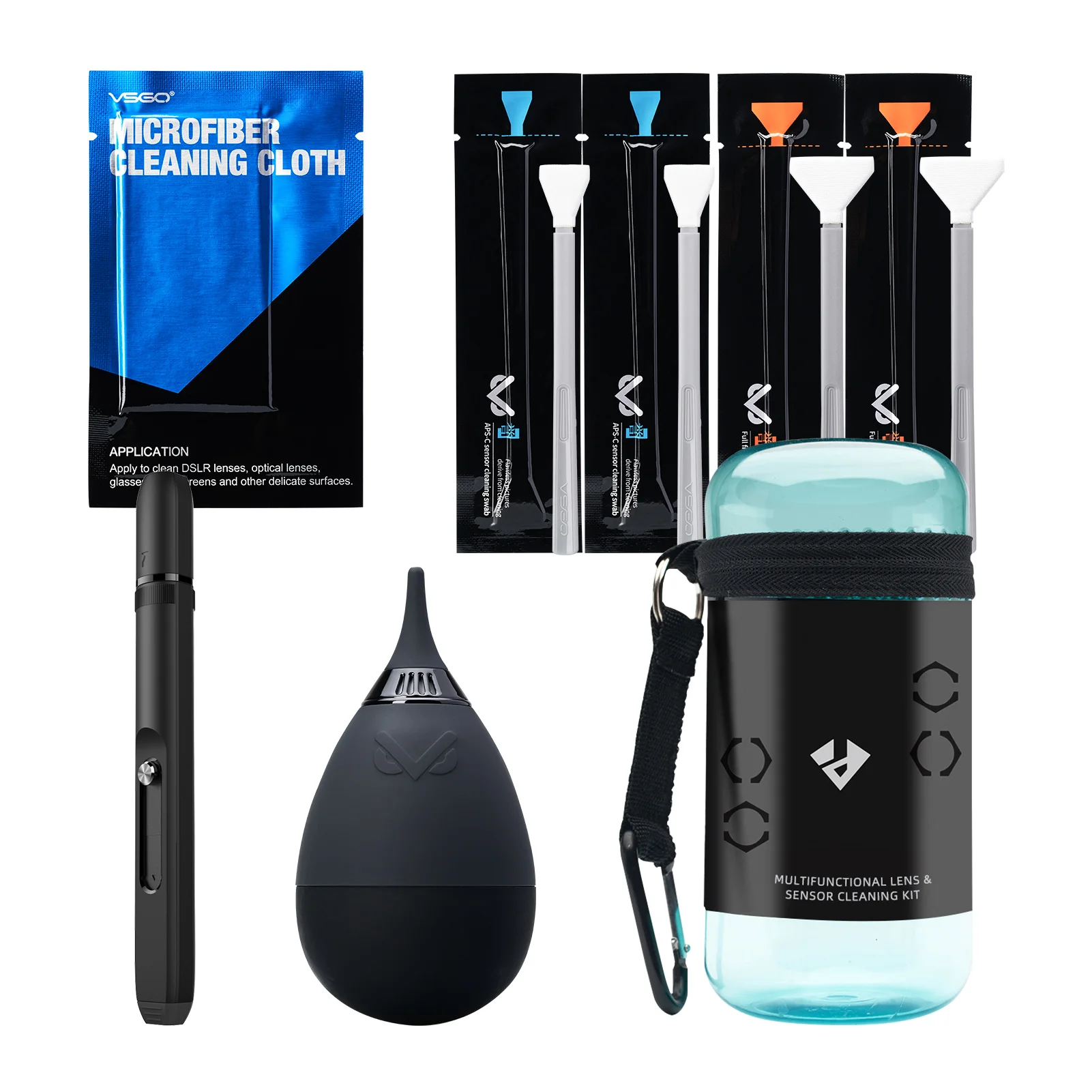 VSGO VS-A7E 7pcs Camera Cleaning Kit Portable Bottle Tumbler Air Blower Lens Pen for Canon Nikon Sony Fuji | Электроника