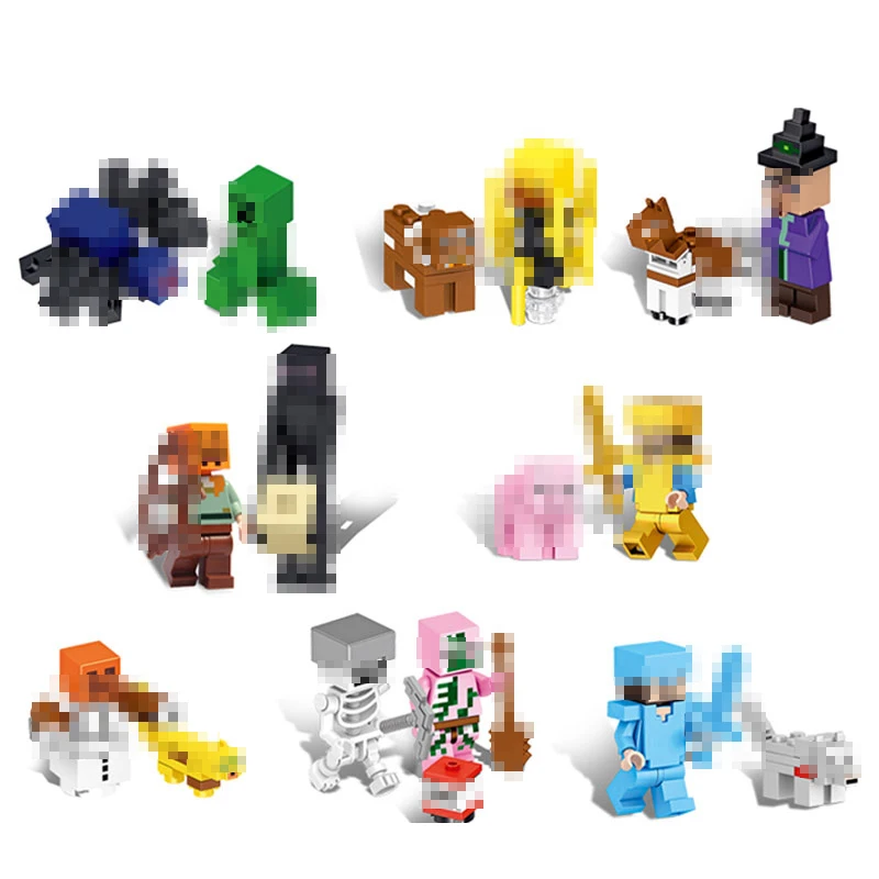 

16Pcs My World Buiding Blocks Compatible Legoing Minecrafted Legoings Figures Zombie Blocks Educational Toys For Children