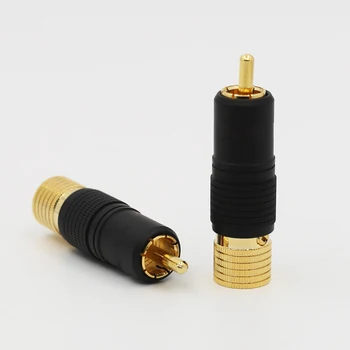 

Nakamichi 24K Gold Plated Screw Locking RCA Plug ,Audio Cable Speaker Connector, Lockable adjustable plug