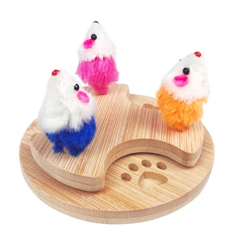 

Cat Toy Pet Cat Turntable Toy Comes with Catnip Natural Bamboo Cat Scratch Board