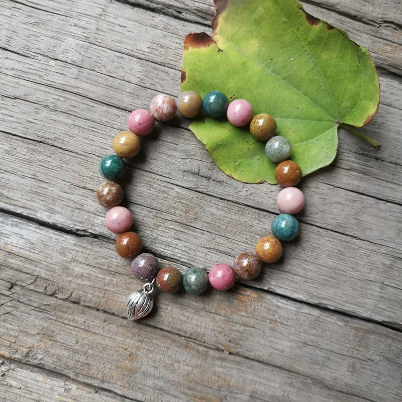 8mm Natural Ocean And Purple Star Stone Beads,Friendship Bracelet,Prayer Bracelet,Bring Sweet And Romantic Jewelry Gift For You