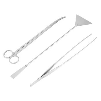

3 Pcs Aquarium Curved Scissor Straight Tweezers Flat Shovel Cleaning Tools Fish Tank Cleaning Accessories with Storage Bag for H