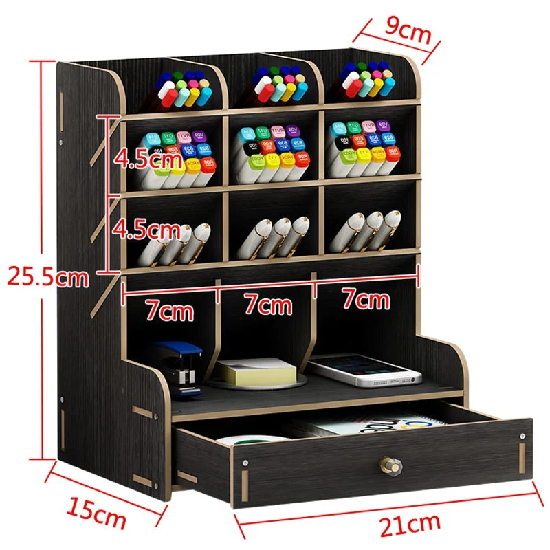 

Wood Color Multi-Function Wood 13 Grids Desktop Stand Holder Cosmetic Brush Storage Box for Pencil Pen Cosmetic Brush Jewelry Di