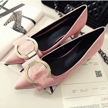 

Women Luxury Designers High Heels Pumps Shoes 2020 Spring Pointed Toe Metal Bow Square Heel Shoes