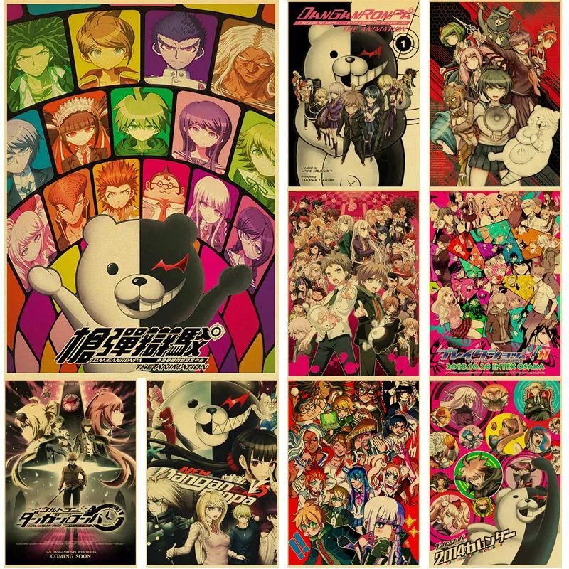 popular anime gmae poster danganronpa retro posters kraft paper sticker diy room bar cafe decor gift print art wall paintings painting calligraphy aliexpress